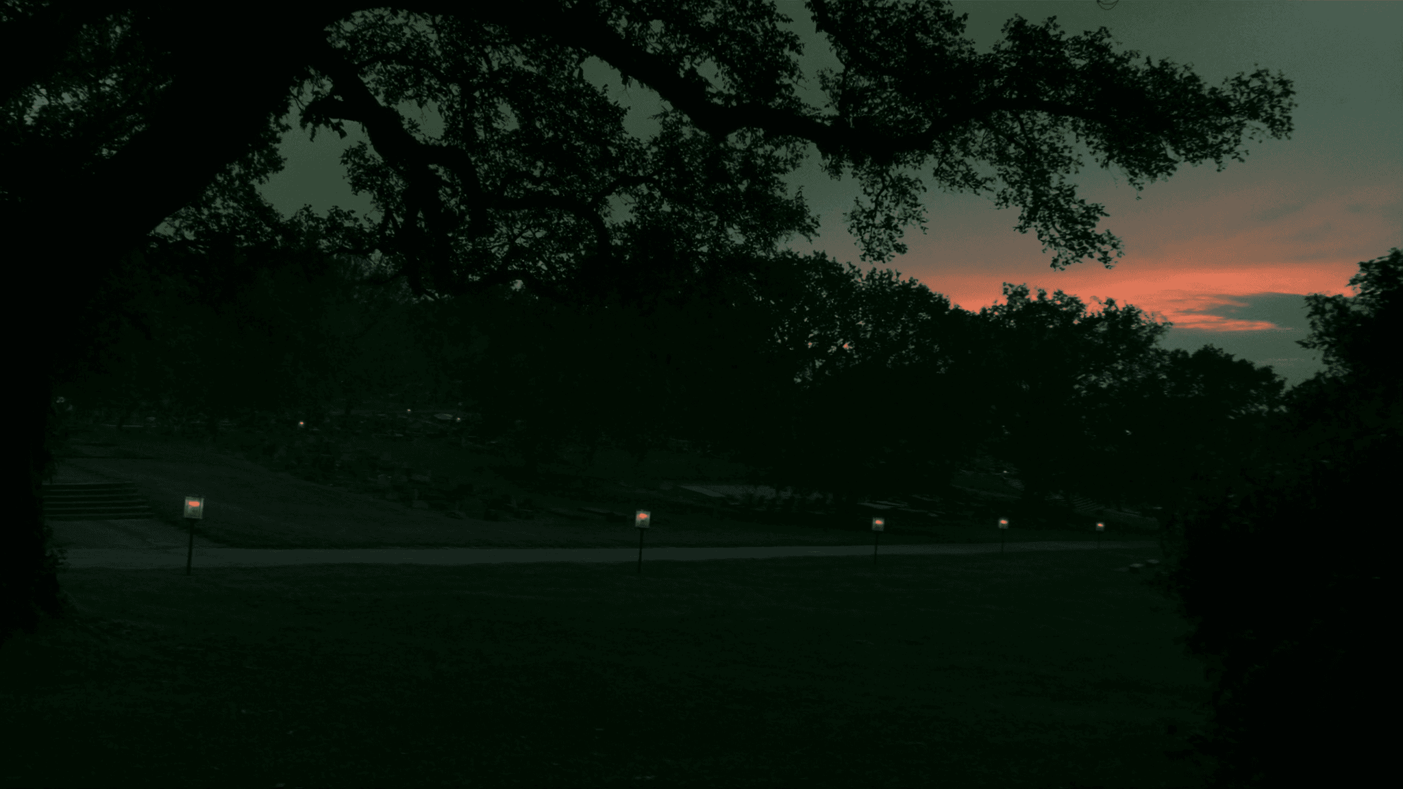 Estate grounds at dusk