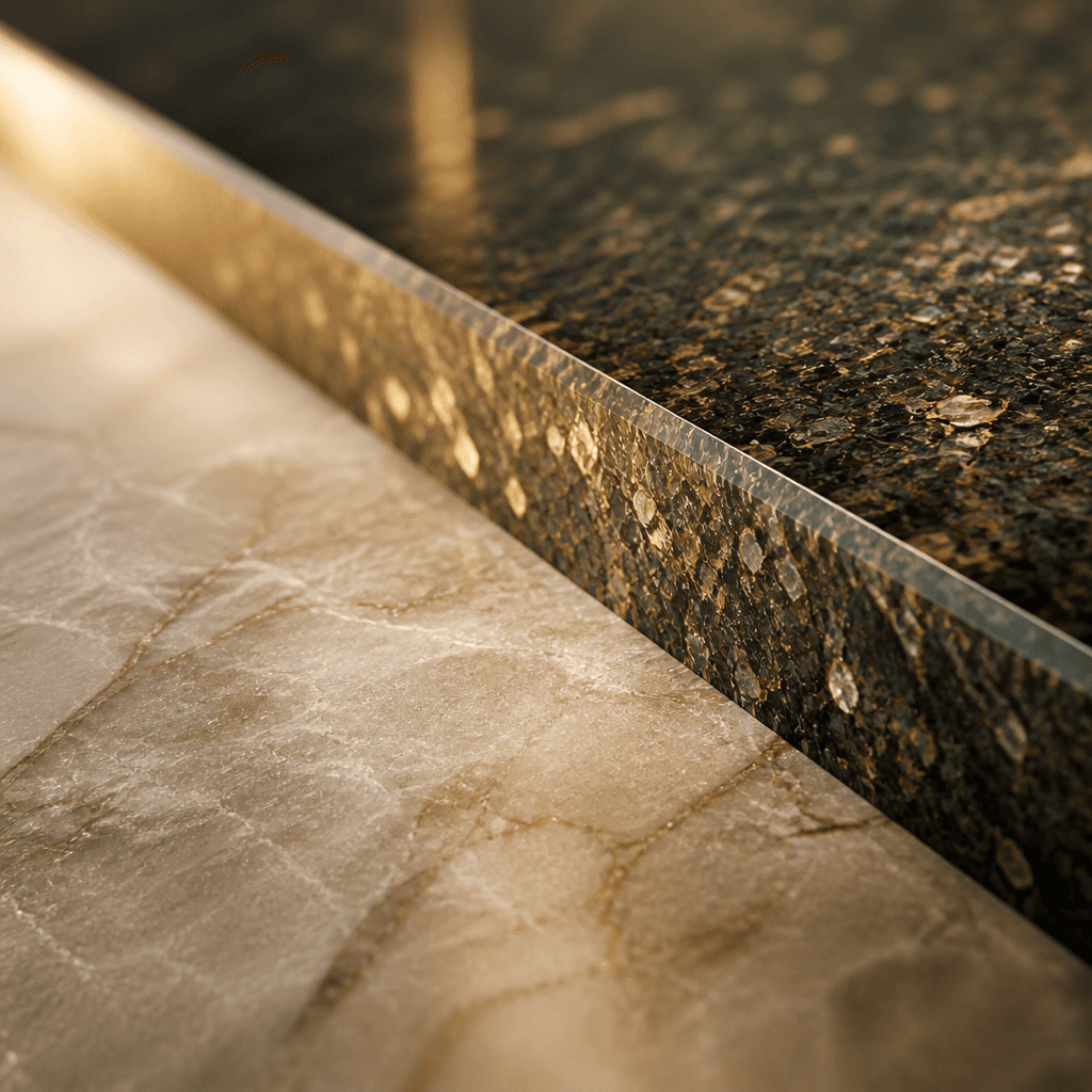 Polished granite detail in warm light